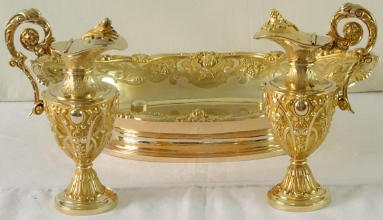 Antique solid silver gilt Baroque French Cruets